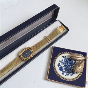 BUCHERER ROYAL BLUE & GOLD WRIST WATCH WITH BOX